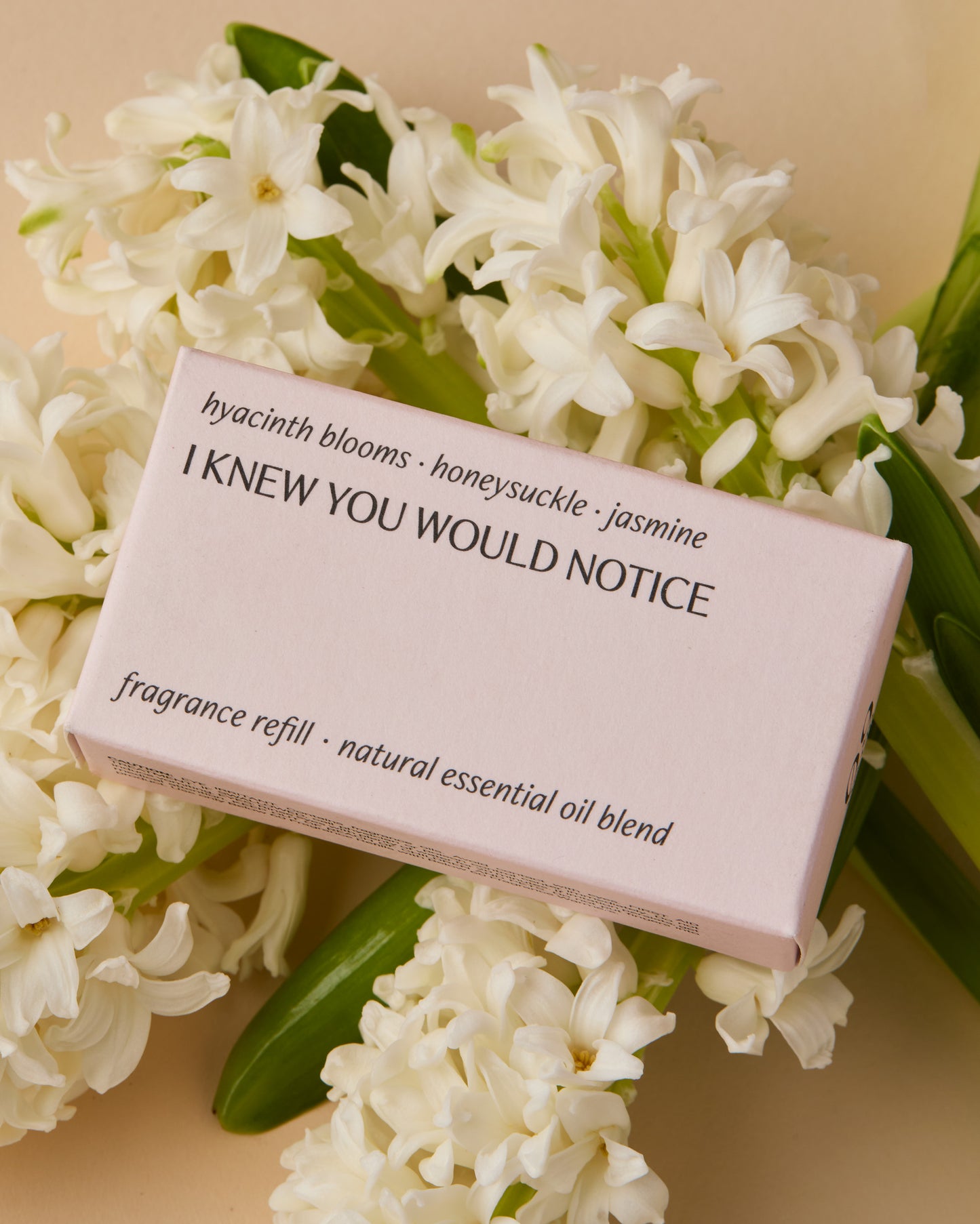 Fragrance refill packaging with floral elements