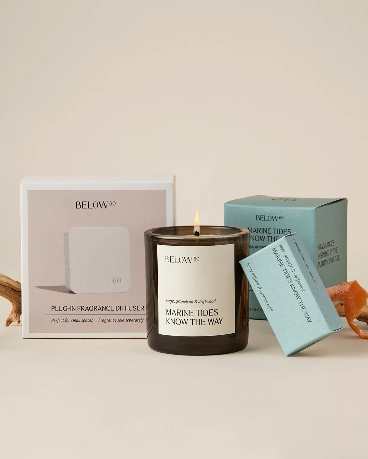 Marine Tides Know the Way Candle + Home Diffuser Set