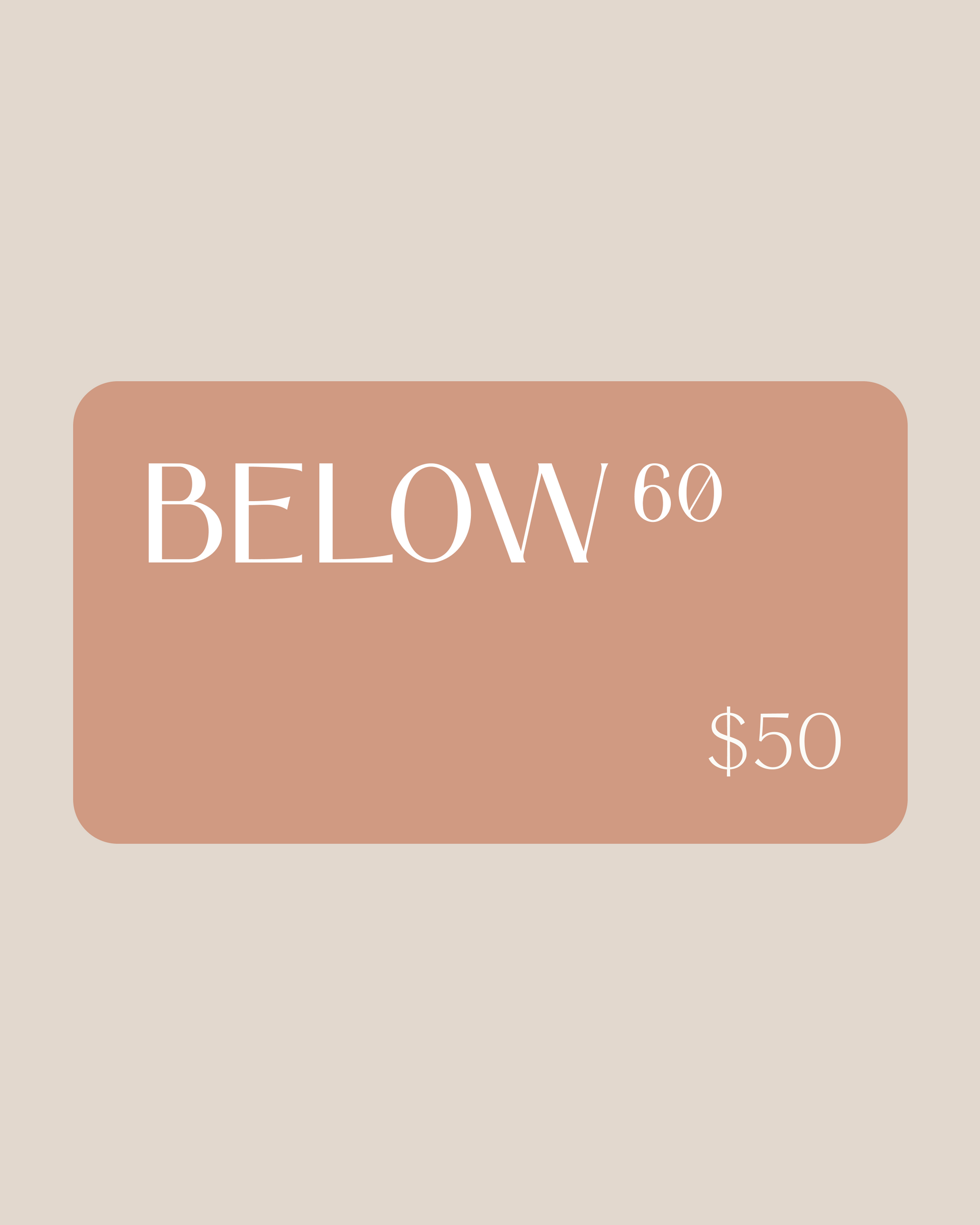 Below 60 e gift card - $50
