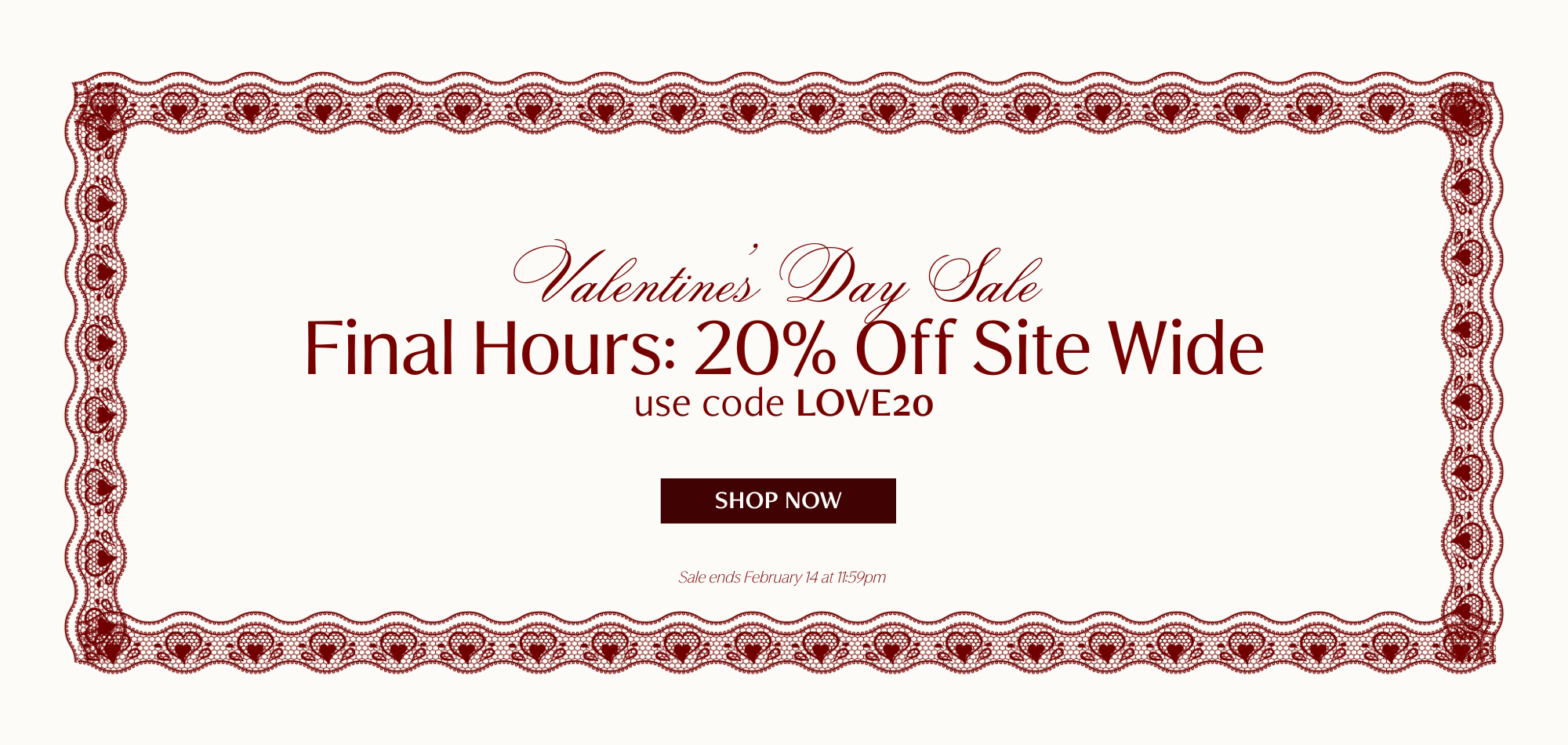 Below 60 Valentine's Day Sale Banner